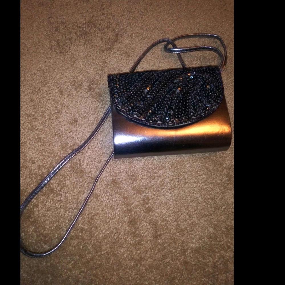 Vintage silvery-grey sequins topped La Regale ltd. purse
